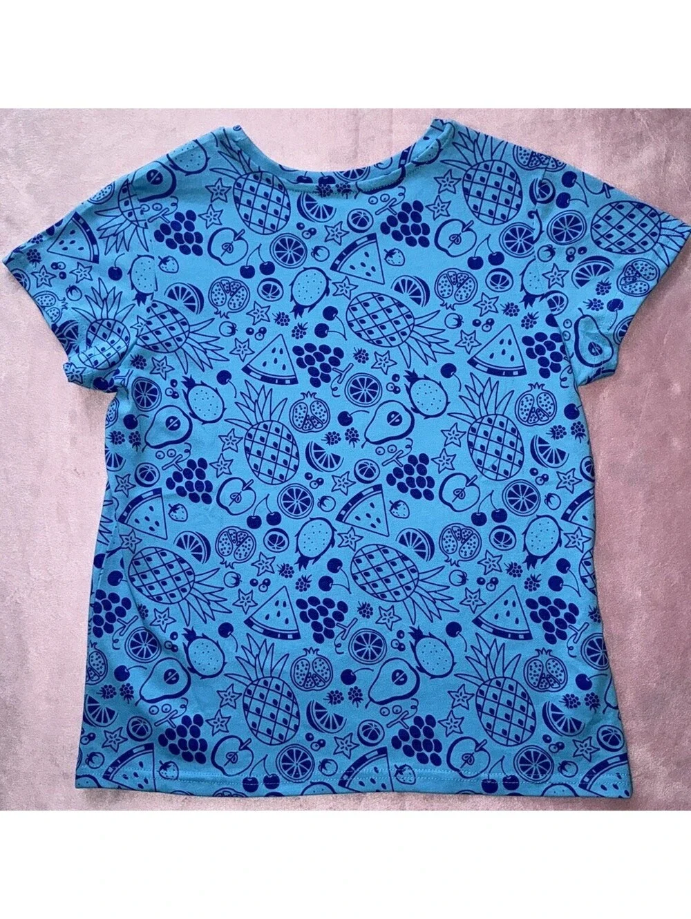 BCG Girls XL 16 SS Blue - Fruit All Over - Shirt NWT